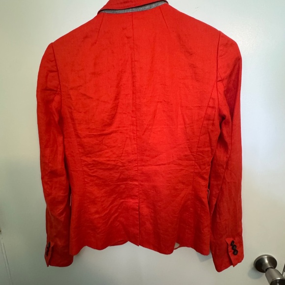 J.Crew Orange 100% Linen Schoolboy Blazer Jacket Casual Lined 37358 - Size 2! - Picture 6 of 7